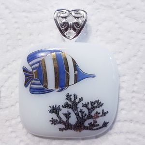 White/blue Angel 🐟 glass pendant